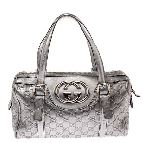 gucci metallic silver bag|Gucci silver handbag.